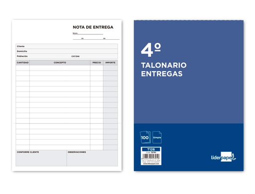 [15791]  TALONARIO LIDERPAPEL ENTREGAS CUARTO ORIGINAL T126