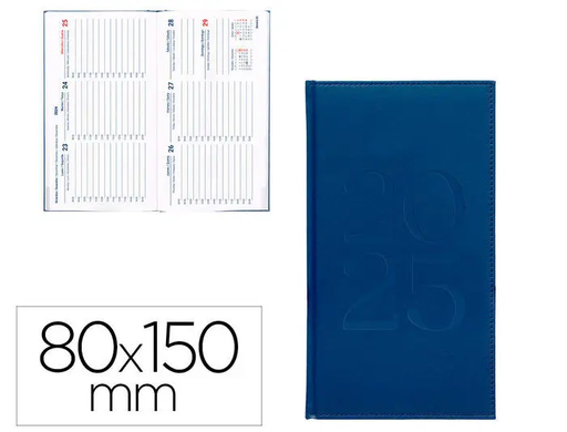 [LID170500] AGENDA ENCUADERNADA LIDERPAPEL CRETA 80X150 MM 2025 SEMANA VISTA AZUL PAPEL 70 GR