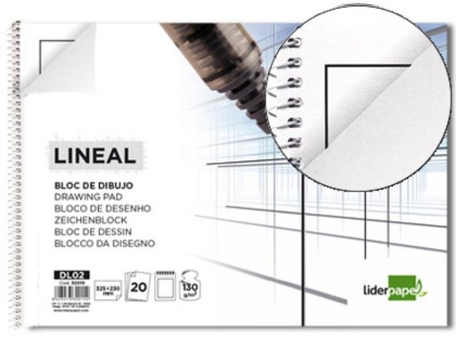[DL02] BLOC DIBUJO LIDERPAPEL LINEAL ESPIRAL 230X325MM 20 HOJAS 130G/M2 CON RECAMBIOuadernoRO