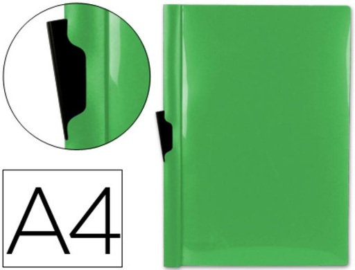 [DP07] CARPESANOETA LIDERPAPEL DOSSIER PINZA LATERAL 45303 POLIPROPILENO DIN A4 VERDE CLA30 HOJAS PINZA DESLIZAN