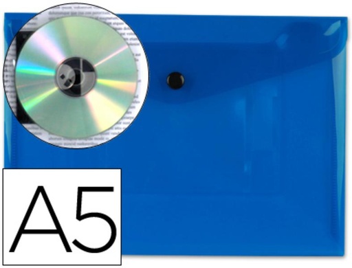 [DS19] CARPESANOETA LIDERPAPEL DOSSIER BROCHE 34352 POLIPROPILENO DIN A5 AZUL TRANSPARENTE
