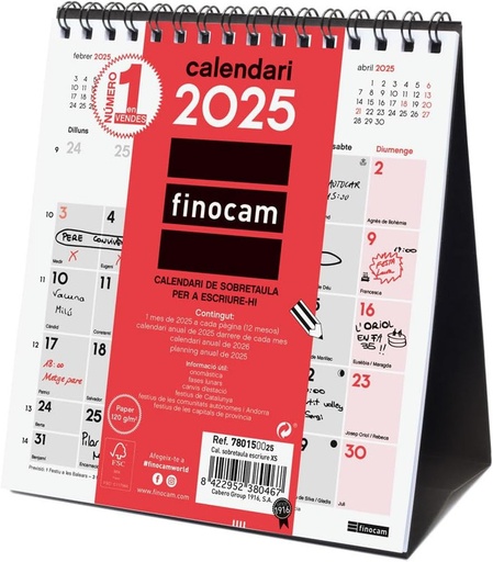 [780150025] CALENDARIO MESA 25 FINOCAM NEUTRO XS ESCRIBIR CAT