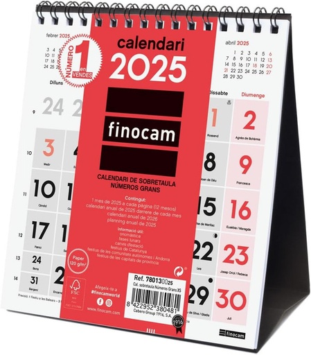 [780130025] CALENDARIO MESA 25 FINOCAM NEUTRO XS Nº GR CAT
