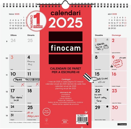 [780090025] CALENDARIO PARED 25 FINOCAM NEUTRO L ESCRIBIR CAT