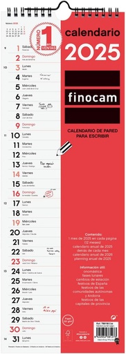 [780180025] CALENDARIO PARED 25 FINOCAM NEUTRO LARGO ESCR CAST