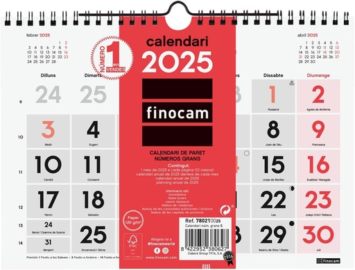[780210025] CALENDARIO PARED 25 FINOCAM NEUTRO S Nº GRAN CAT