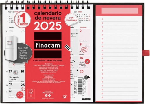 [781350025] CALENDARIO PARED 25 FINOCAM NEUTRO XS IMAN CAST