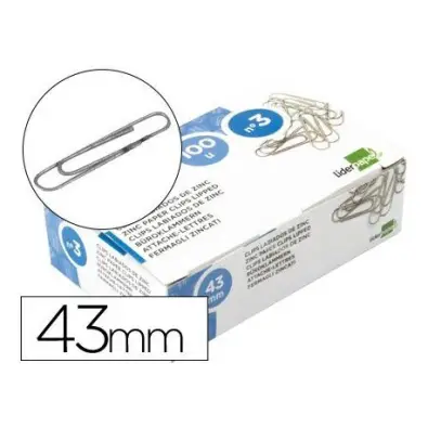 [LI04] Clips liderpapel nº3 labiados 43 mm caja de 100 unidades.