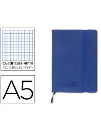 [LID36102] LIBRETA LIDERPAPEL SIMIL PIEL A5 120 HOJAS 70G/M2 CUADRO 4MM SIN MARGEN AZUL