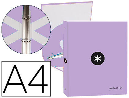 [KA53] CARPESANOETA LIDERPAPEL ANTARTIK A4 FORRADA 4 ANILLAS 25 MM REDONDAS COLOR LILA