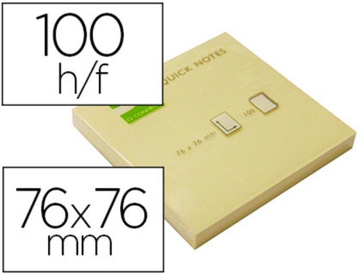 [KF10502] Bloc de notas adhesivas quita y pon q-connect 76x76 mm con 100 hojas. 