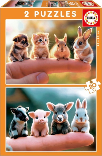 [E20221] PUZZLE 2x20 BEBÉS ANIMALES F