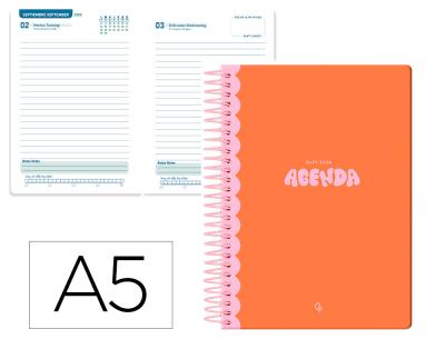 [LP562] AGENDA ESCOLAR LIDERPAPEL 25-26 ESPIRAL CLASSIC NARANJA DIA PAGINA A5 BILINGÜE PAPEL FSC 70 GR