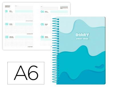 [LP610] AGENDA ESCOLAR LIDERPAPEL 25-26 ESPIRAL MELTING AZUL SEMANA VISTA A6 BILINGÜE PAPEL FSC 80 GR