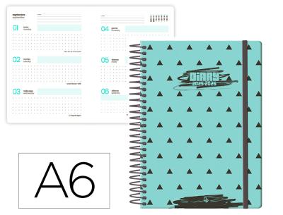 [LP623] AGENDA ESCOLAR LIDERPAPEL 25-26 ESPIRAL PATTERNS TRIANGULOS SEMANA VISTA A6 BILINGÜE PAPEL FSC 80 GR