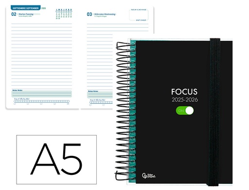 [LP569] AGENDA ESCOLAR LIDERPAPEL 25-26 ESPIRAL PERSONALIZABLE DIA PAGINA A5 BILINGÜE PAPEL FSC 70 GR