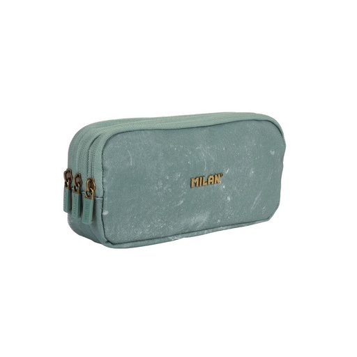 [MIL081135-LVGR] Estuche portatodo 3 cremalleras serie Lava, verde milan 081135LVGR