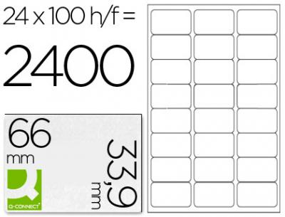[KF10639] Etiqueta adhesiva q-connect kf10639 tamaño 66x33,9 mm fotocopiadora laser ink-jet caja con 100 hojas din a4.