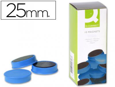 [KF02640] Iman para sujecion q-connect ideal para pizarras magneticas25 mm azul caja de 10 unidades.
