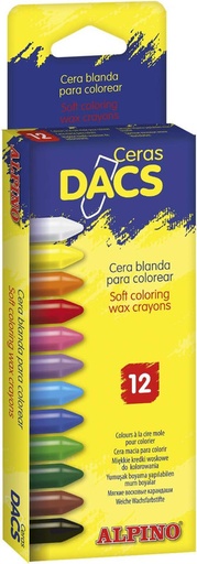[DA050290] Lapices cera dacs caja de 12 colores surtidos.