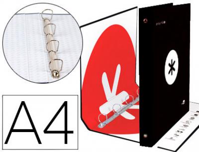 [KA28] Carpeta 4 anillas 40 mm mixtas antartik a4 forrada color negro.