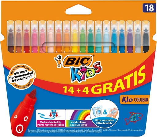 [BICR18] ESTUCHE 18 ROTULADORES KID COULEUR PUNTA MEDIA BIC