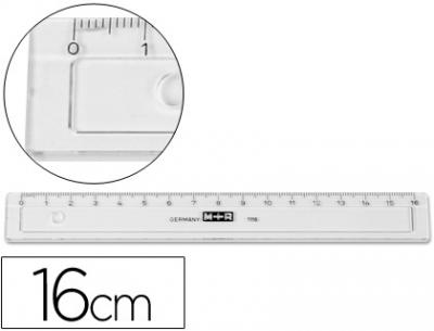 [LID29690] Regla m+r 16 cm plastico transparente con bisel