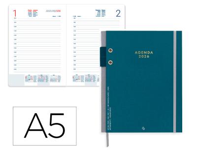 [LID173147] AGENDA ESPIRAL LIDERPAPEL SANTORINI A6 2026 DIA PAGINA ROJO PAPEL 60 GR FSC