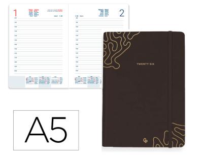 [LID173205] AGENDA ENCUADERNADA LIDERPAPEL EFIRA A5 2026 DIA PAGINA NEGRO PAPEL 70 GR FSC