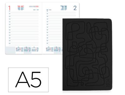 [LID173258] AGENDA ENCUADERNADA LIDERPAPEL CRETA 170X240 MM 2026 DIA PAGINA NEGRO PAPEL 70 GR FSC