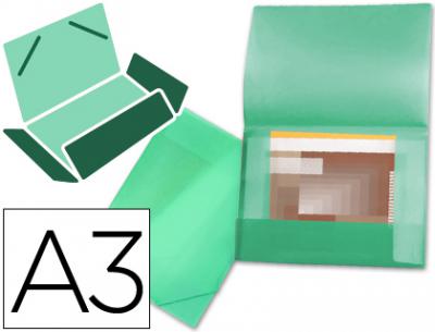 [SS18] CARPESANOETA LIDERPAPEL PORTADOCUMENTOS 44803 SOLAPAS POLIPROPILENO DIN A3 VERDE SERIE FROSTY LOMO FLEXIB