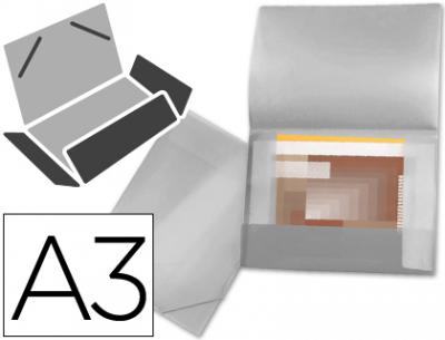 [SS20] Carpeta liderpapel portadocumentos 44804 solapas polipropileno din a3 incolora serie frosty lomo flexible.