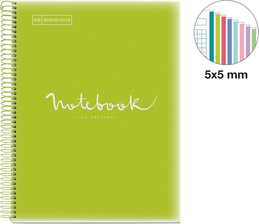 [MIQ46082] NOTEBOOK8 A4 160F 90GR QUAD 5X5 MICROPERFOREADO VERDE PISTACHO