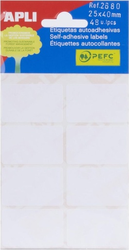 [8410782026808] MINI BOLSA ETIQUETAS ADHESIVAS 25X40 APLI CANTOS ROMOS