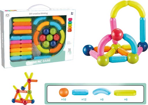 [194-1064] CAJA 36 BLOCKS MAGNETICOS C/10 BOLAS