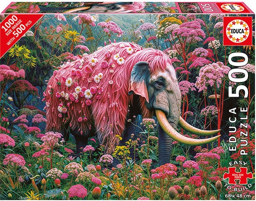 [E20228] PUZZLE 500 PLUS ELEFANTE FLORAL FSC EDUCA 20228