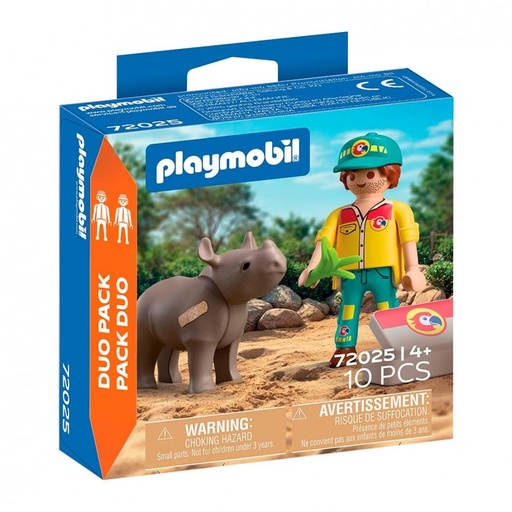 [PL72025] Duo Pack Cuidador con rinoceronte PLAYMOBIL 72025