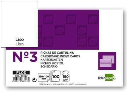 [FL03] Ficha liderpapel lisa nº3 100x150mm 180 gr paquete de 100 unidades.