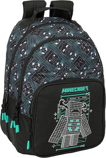 [612619773] MOCHILA DOBLE ADAPT.CARRO MINECRAFT "SCREEN" SAFTA 612619773 32x42x4cm