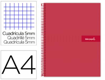 [BA06] CUADERNO ESPIRAL LIDERPAPEL A4 MICRO CRAFTY TAPA FORRADA 120H 90GR CUADRO 5MM 5 BANDAS 4 COLORES COL