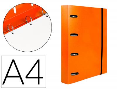 [CH58] CARPETA CON RECAMBIO LIDERPAPEL A4 CUADRO 5MM 100 HOJAS 80G POLIPROPILENO 4 ANILLAS 25MM COLOR NARAN