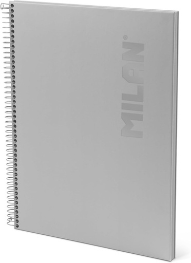 [MIL57143-E80-DWG] Cuaderno A4 con espiral y tapa dura, papel cuadriculado, 80 hojas de 95g/m², colección Shadow gris