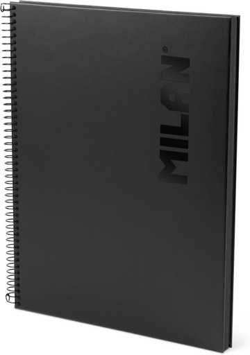 [MIL57143-E80-DWK] Cuaderno A4 con espiral y tapa dura, papel cuadriculado, 80 hojas de 95g/m², colección Shadow negro