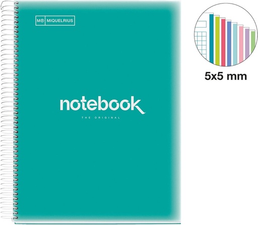 [MIQ46691] NOTEBOOK8 A4 160F 90GR QUAD 5X5 MICROPERFOREADO TURQUESA