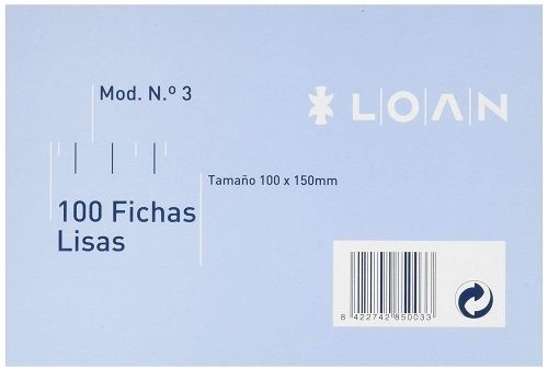 [LOAN50003] PAQ/100 FICHAS LISAS Nº3 10X15CM LOAN