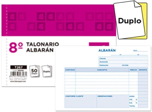[T267] TALONARIO LIDERPAPEL ALBARAN OCTAVO DUPLICADO APAI SADO