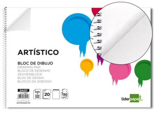 [DA07] BLOC DIBUJO LIDERPAPEL ARTISTICO ESPIRAL 230X325MM 20 HOJAS 130G/M2 SIN RECAMBIOuadernoRO