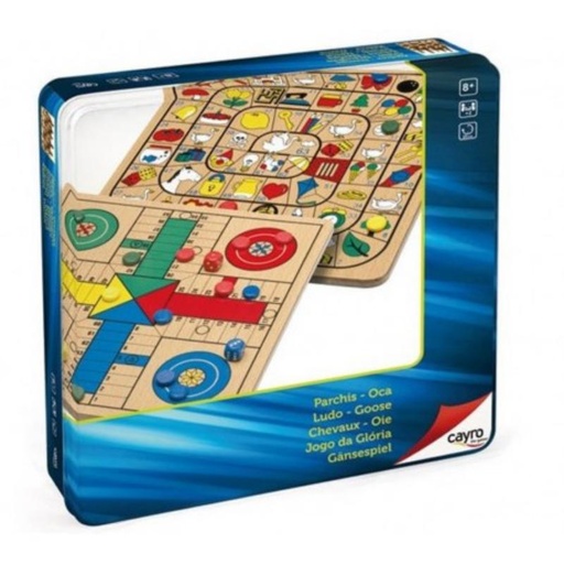 [CAY752] PARCHÍS - OCA DE MADERA METAL BOX CAYRO 752 JUEGOS DE MESA