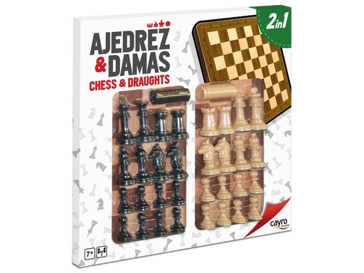 [CAY094] TAB. AJEDREZ-DAMAS MADERA CON ACC. 40X40 CM. CAYRO 94 JUEGOS DE MESA