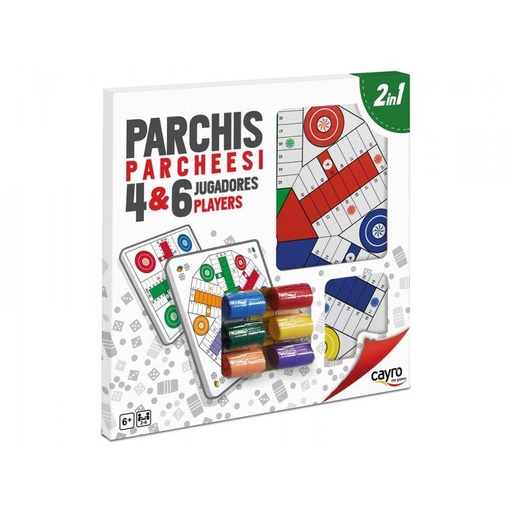 [CAY096] TAB. PARCHÍS 4 Y 6 MADERA CON ACC. 40X40 CM. CAYRO 96 JUEGOS DE MESA